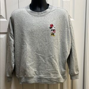 Disney Gap X Pullover Gray Sweatshirt with Minnie Mouse Large Winter Warmth
